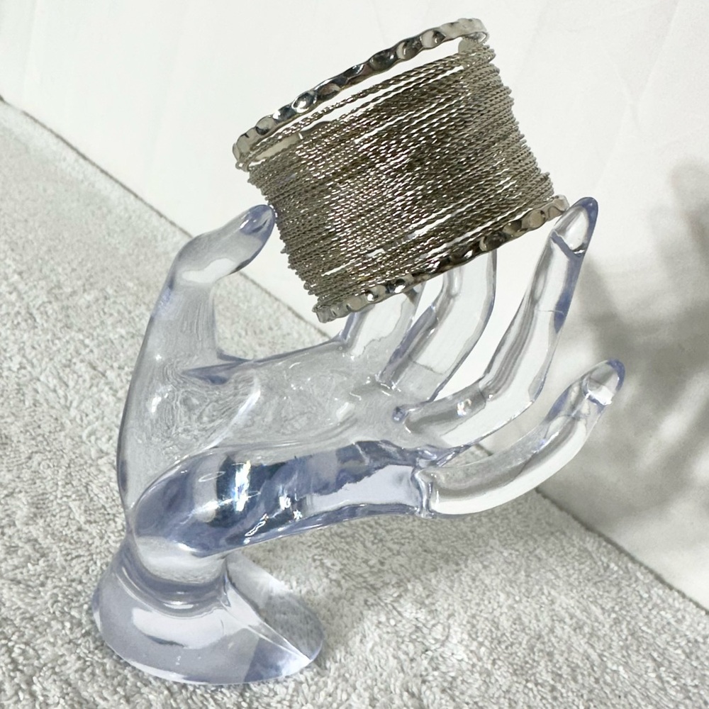 5/$35 Silver Tone Textured Bangle Cuff Bracelet